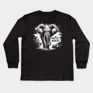 Protect Wildlife - Elephant Kids Long Sleeve T-Shirt